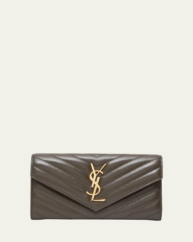 YSL Monogram Large Envelope Flap Wallet in Smooth Leather